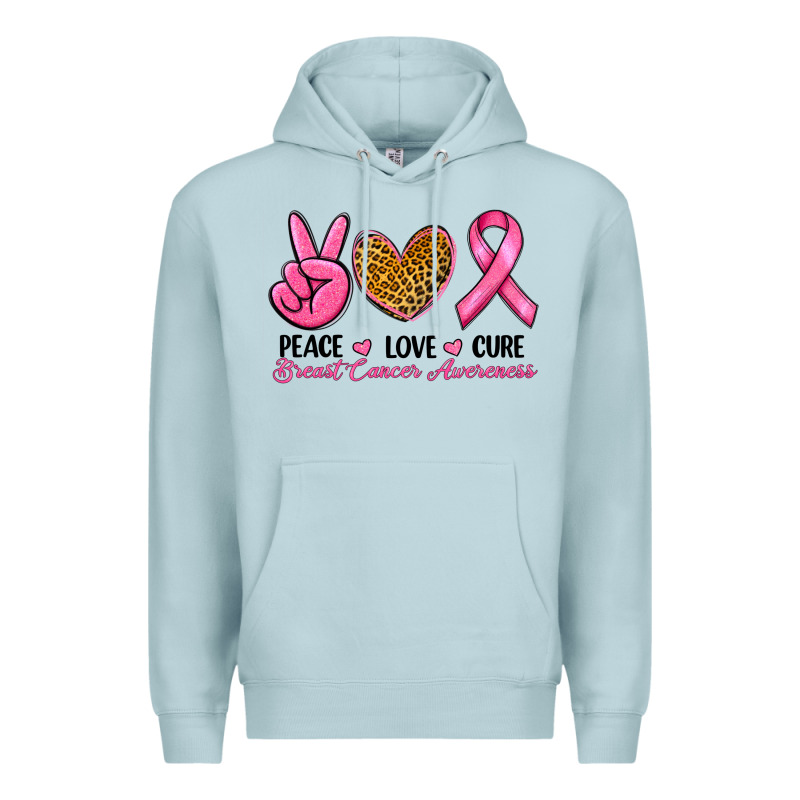 Peace Love Cure Breast Cancer Premium Hoodie by RanaPortraitStore | Teevron