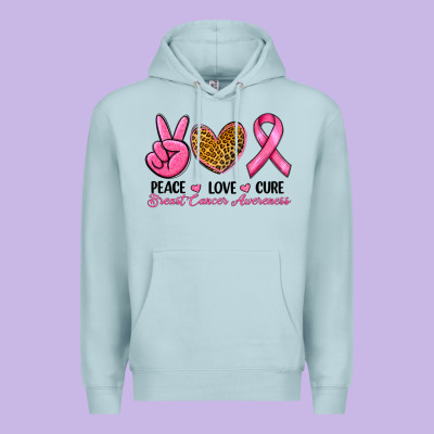 Peace Love Cure Breast Cancer Premium Hoodie Designed By Ranaportraitstore
