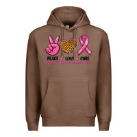Chestnut Peace Love Cure Breast Cancer Premium Hoodie - RanaPortraitStore
