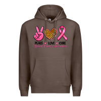 Coffee Peace Love Cure Breast Cancer Premium Hoodie - RanaPortraitStore