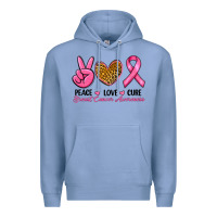 Colony Blue Peace Love Cure Breast Cancer Premium Hoodie - RanaPortraitStore