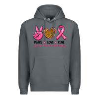Rock Peace Love Cure Breast Cancer Premium Hoodie - RanaPortraitStore