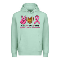 Seafoam Peace Love Cure Breast Cancer Premium Hoodie - RanaPortraitStore