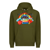Army Green back to school hello fourth grade 3200x2400 Premium Hoodie - AdoDesignShop