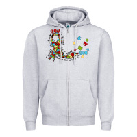 Heather Grey autism awareness Zipper Hoodie - MaliasSmallBusiness