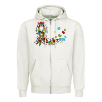 Oatmeal Heather autism awareness Zipper Hoodie - MaliasSmallBusiness