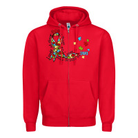 Red autism awareness Zipper Hoodie - MaliasSmallBusiness