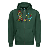 Sports Green autism awareness Zipper Hoodie - MaliasSmallBusiness