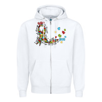 White autism awareness Zipper Hoodie - MaliasSmallBusiness