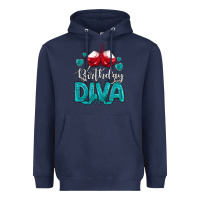Navy birthday diva turquoise Heavyweight Hoodie - MaliasSmallBusiness
