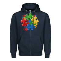 Navy autism puzzles Zipper Hoodie - MaliasSmallBusiness