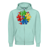 Seafoam autism puzzles Zipper Hoodie - MaliasSmallBusiness