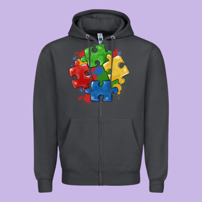 Autism Puzzles Zipper Hoodie Designed By Maliassmallbusiness