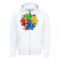 White autism puzzles Zipper Hoodie - MaliasSmallBusiness