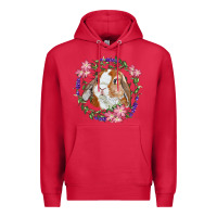 Cardinal Bunny Face With Floral Wreath Premium Hoodie - RanaPortraitStore