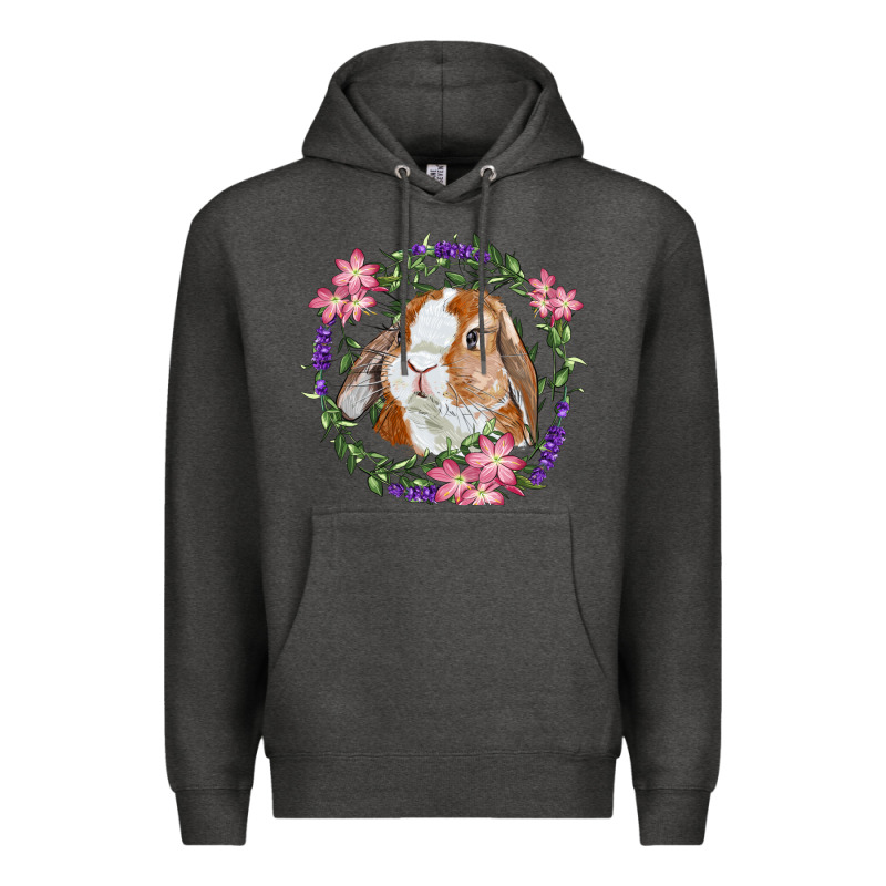 Bunny Face With Floral Wreath Premium Hoodie by RanaPortraitStore | Teevron