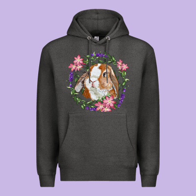 Bunny Face With Floral Wreath Premium Hoodie Designed By Ranaportraitstore