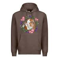 Coffee Bunny Face With Floral Wreath Premium Hoodie - RanaPortraitStore