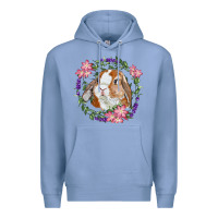 Colony Blue Bunny Face With Floral Wreath Premium Hoodie - RanaPortraitStore