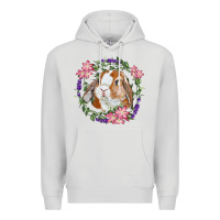 Dove Grey Bunny Face With Floral Wreath Premium Hoodie - RanaPortraitStore