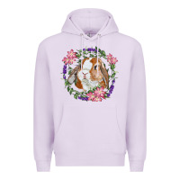 Lilac Bunny Face With Floral Wreath Premium Hoodie - RanaPortraitStore