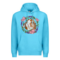 Ocean Blue Bunny Face With Floral Wreath Premium Hoodie - RanaPortraitStore