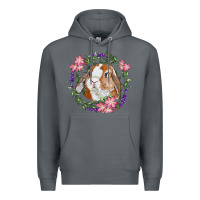 Rock Bunny Face With Floral Wreath Premium Hoodie - RanaPortraitStore