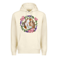 Sandshell Bunny Face With Floral Wreath Premium Hoodie - RanaPortraitStore