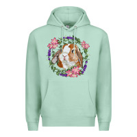 Seafoam Bunny Face With Floral Wreath Premium Hoodie - RanaPortraitStore