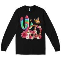 Cactus Peace Sign Flowers And Butterflys Long Sleeve Tee | Teevron