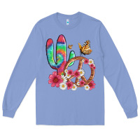 Colony Blue cactus peace sign flowers and butterflys Long Sleeve Tee - Artiststas