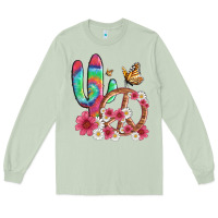 Matcha cactus peace sign flowers and butterflys Long Sleeve Tee - Artiststas