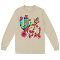 Mushroom cactus peace sign flowers and butterflys Long Sleeve Tee - Artiststas