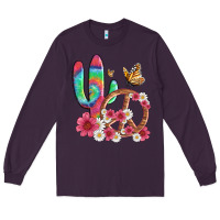 Plum cactus peace sign flowers and butterflys Long Sleeve Tee - Artiststas
