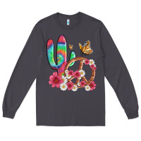 Smoke cactus peace sign flowers and butterflys Long Sleeve Tee - Artiststas