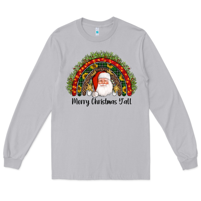 Merry Christmas Y'all Santa Rainbow Long Sleeve Tee by AdoDesignShop | Teevron