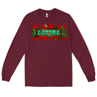 Burgundy latina libbey glass Long Sleeve Tee - BundleAndBundleShop