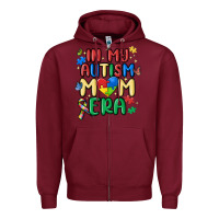 Burgundy in my autism mom era Zipper Hoodie - MaliasSmallBusiness