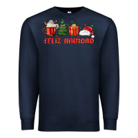 Navy feliz navidad Premium Sweatshirt - MaliasSmallBusiness