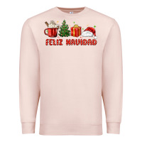 Pale Pink feliz navidad Premium Sweatshirt - MaliasSmallBusiness