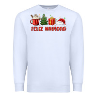 White feliz navidad Premium Sweatshirt - MaliasSmallBusiness
