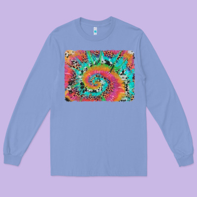 Tie Dye Leopard Cowhide Glitter Background Long Sleeve Tee Designed By Artiststas
