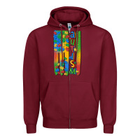 Burgundy autism american flag Zipper Hoodie - MaliasSmallBusiness