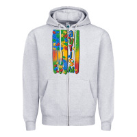Heather Grey autism american flag Zipper Hoodie - MaliasSmallBusiness