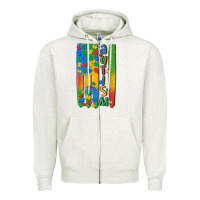 Oatmeal Heather autism american flag Zipper Hoodie - MaliasSmallBusiness