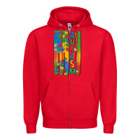 Red autism american flag Zipper Hoodie - MaliasSmallBusiness