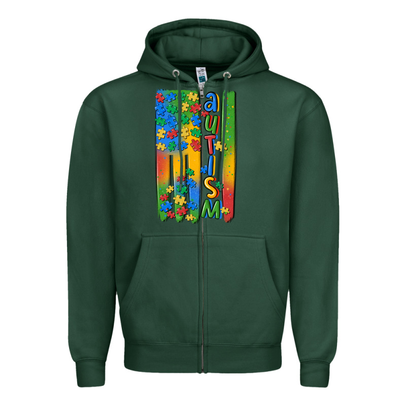 Autism American Flag Zipper Hoodie by MaliasSmallBusiness | Teevron