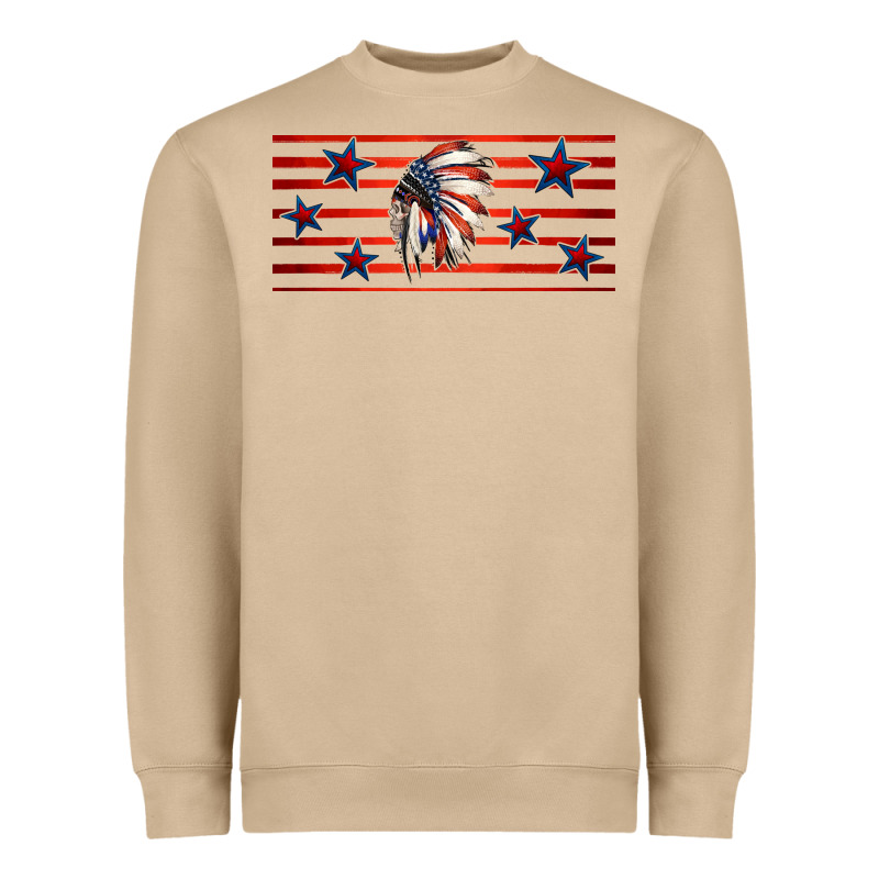 Patriotic Native American Headdress 16oz Libbey Cup Heavyweight Sweatshirt by HRA Design Shop | Teevron