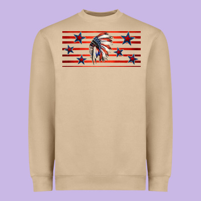 Patriotic Native American Headdress 16oz Libbey Cup Heavyweight Sweatshirt Designed By Hra Design Shop