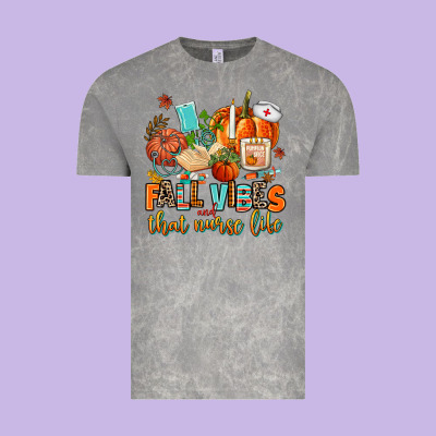 Fall Vibes And That Nurse Life Vintage Tee Designed By Adodesignshop